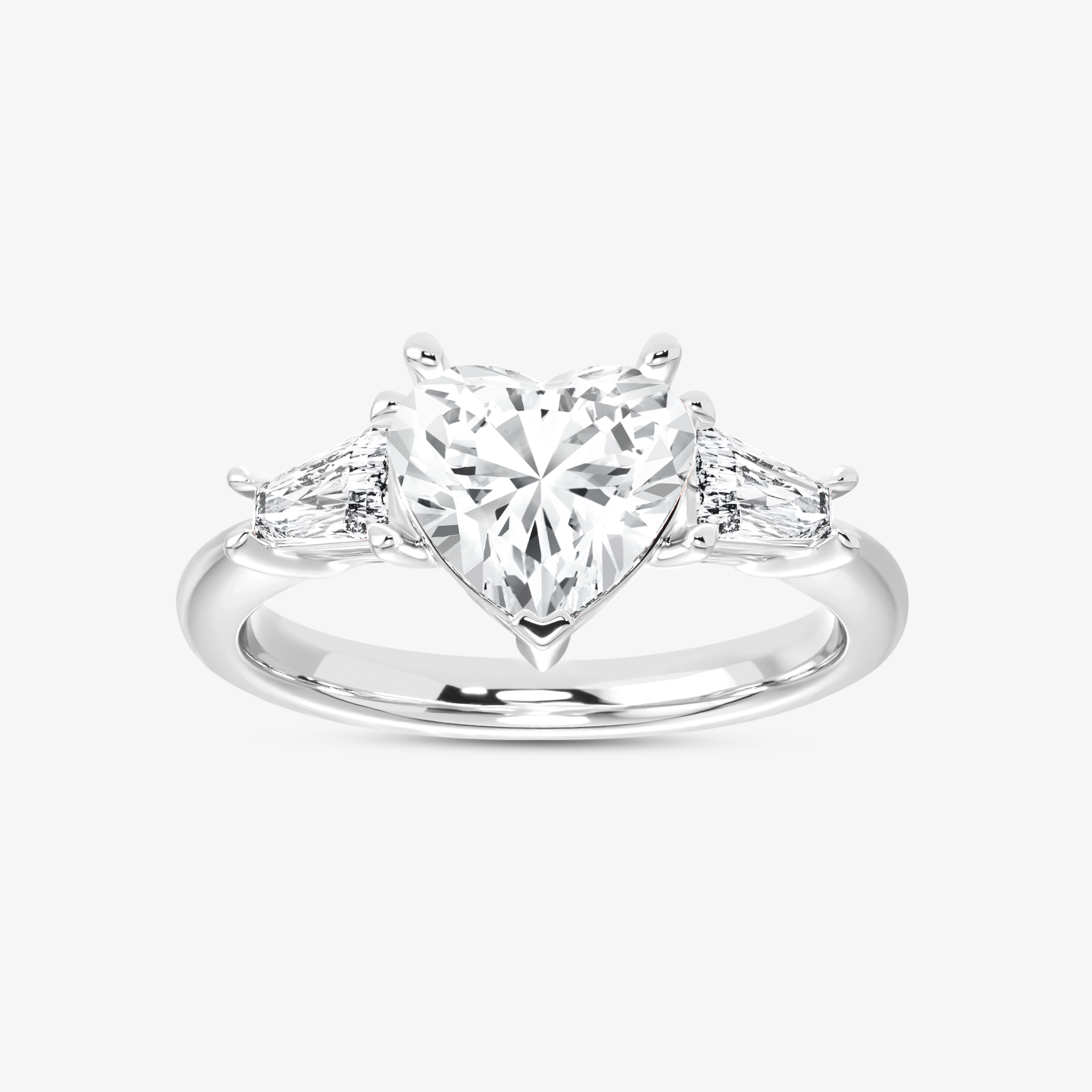 Lab Grown Diamond Cupid Trapezium Three Stone Engagement Ring