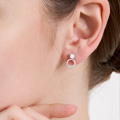 Three-Wearing Halo diamond Earrings